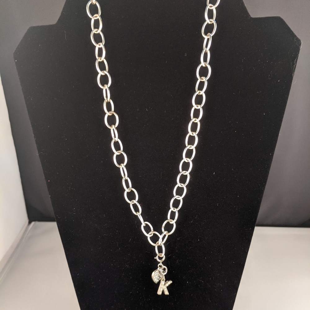 K Heart Charm Necklace
